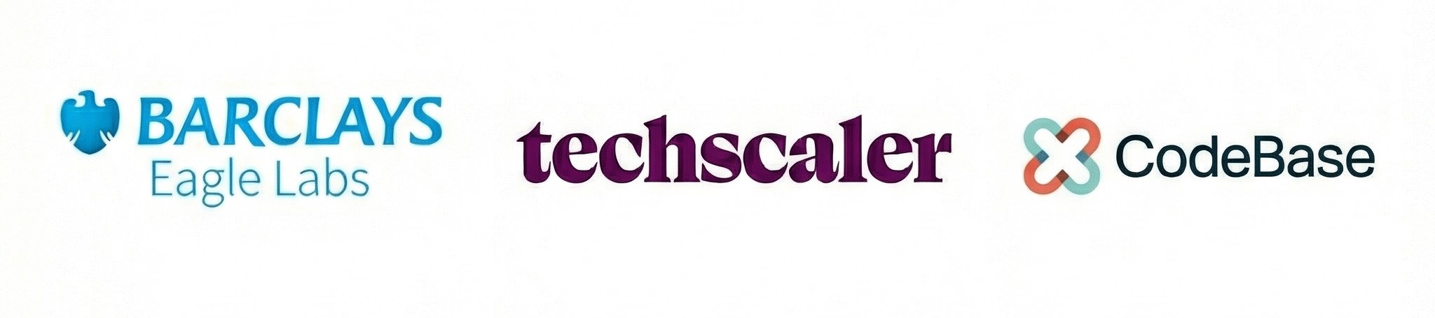 Technology partners: Barclays Eagle Labs, Techscaler, and CodeBase